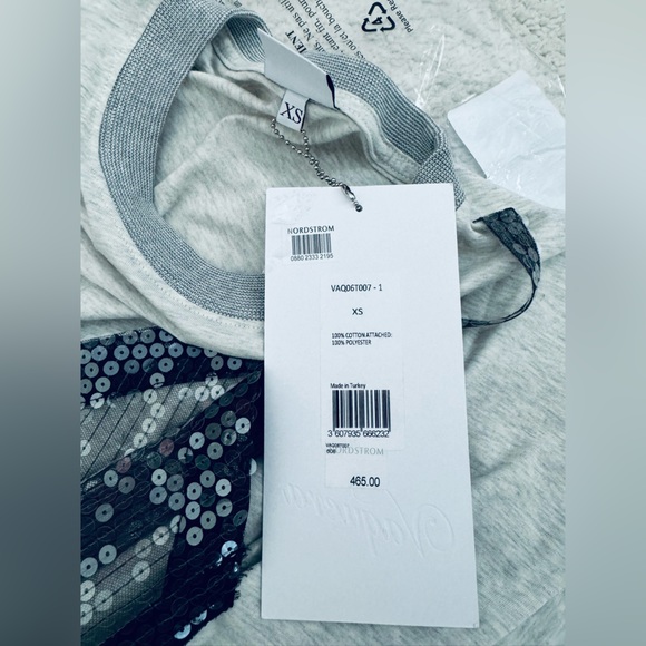 VAQUERA Oversized Gray Slip Dress Long Sleeve T-Shirt with sequin apron front XS - Picture 15 of 17